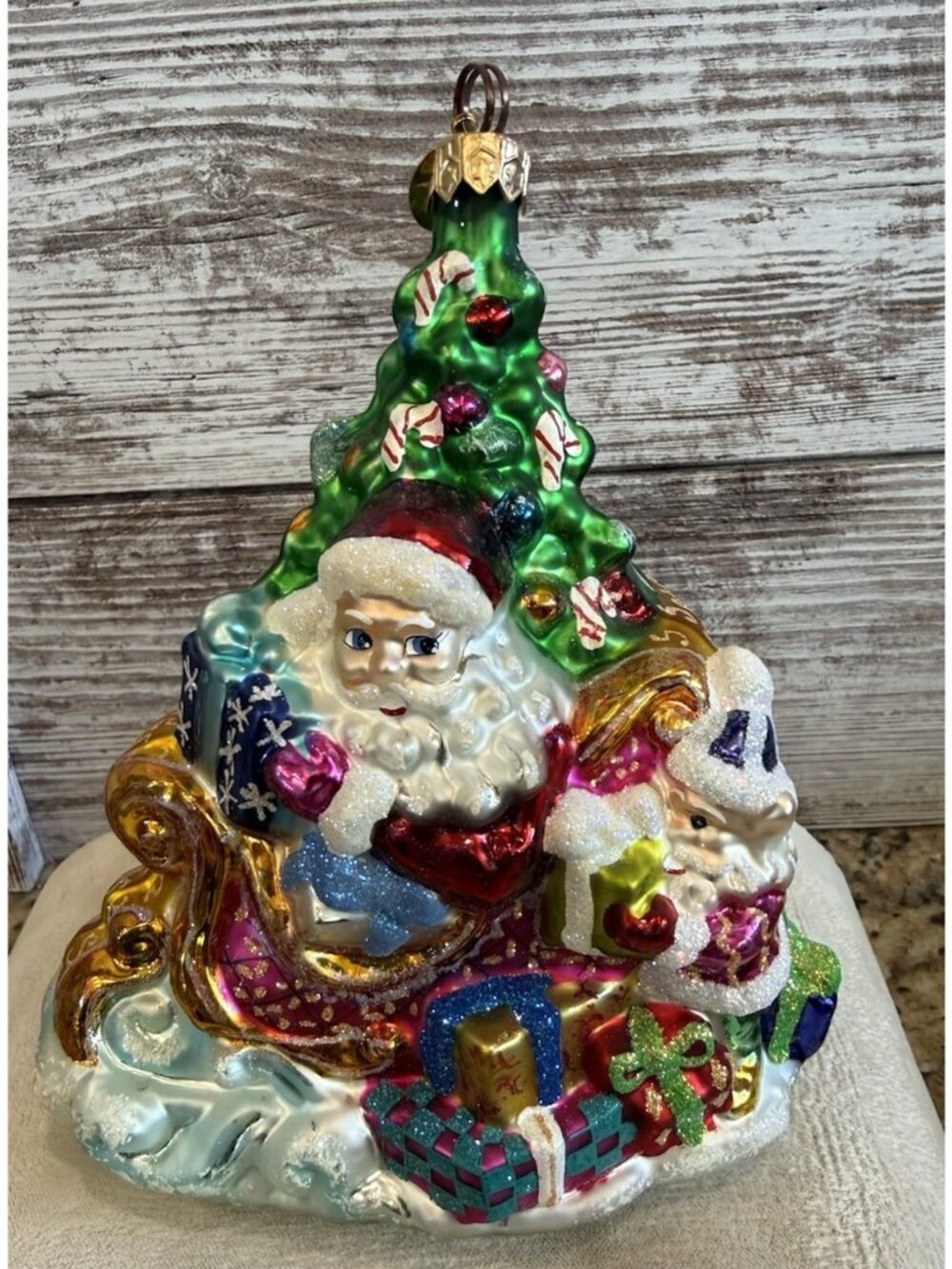 Christopher Radko Santa Elf Sleigh Large Ornament 6”